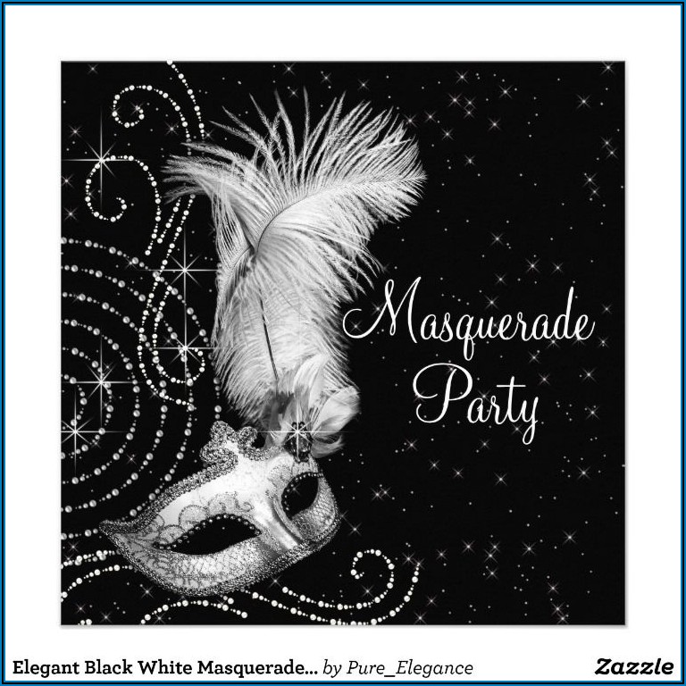 Black And White Masquerade Party Invitations