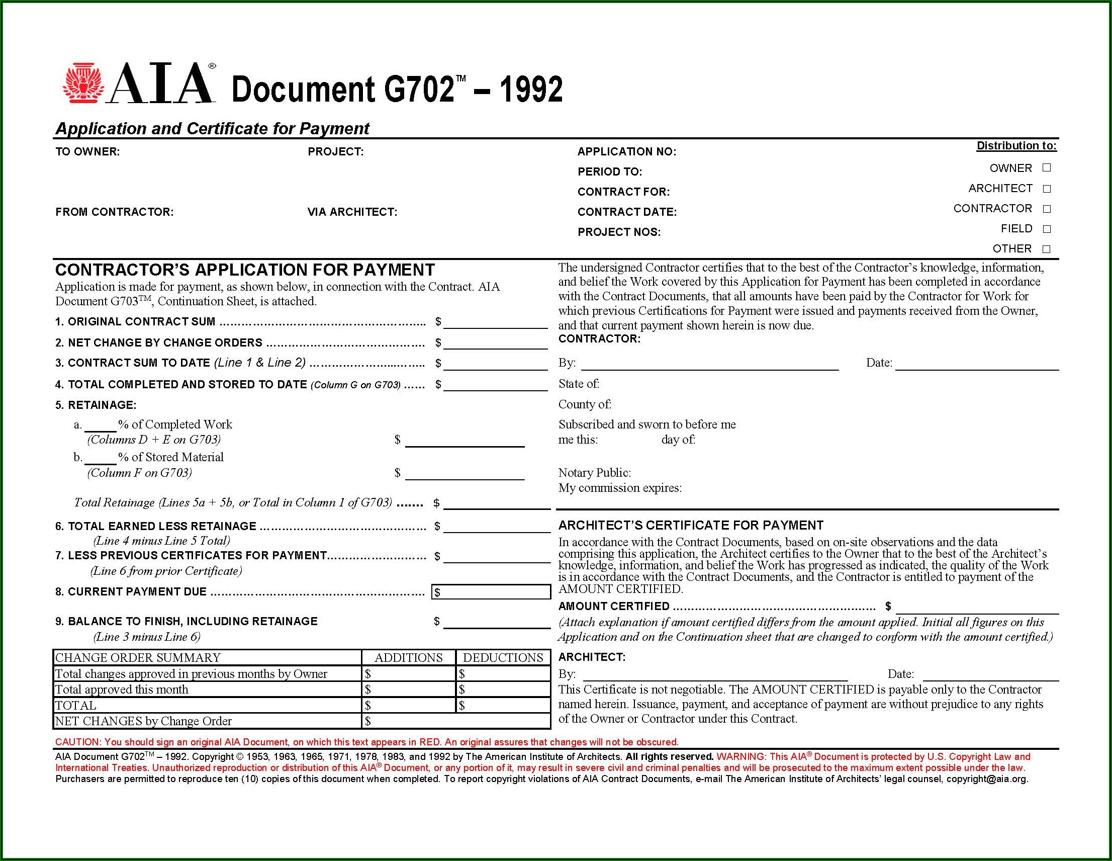 Blank Aia G701 Form
