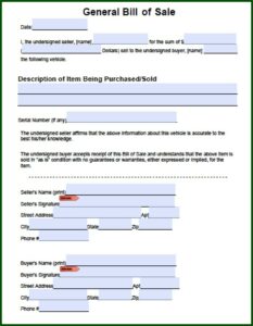 Blank Bill Of Sale Form Pdf