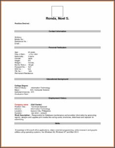Blank Cv Format Pdf Download