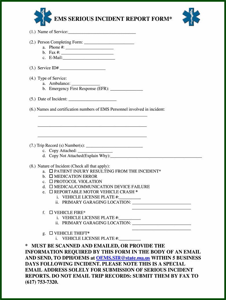 Blank Ems Patient Care Report Template