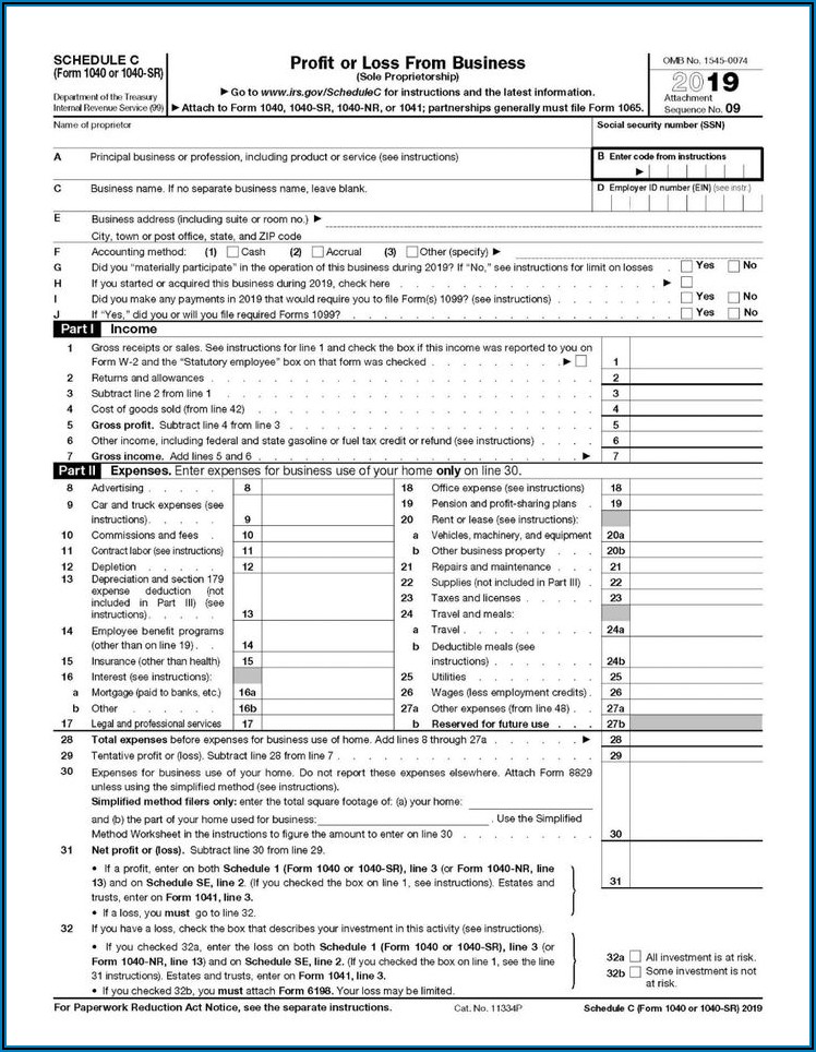 Blank Income Tax Form 2019