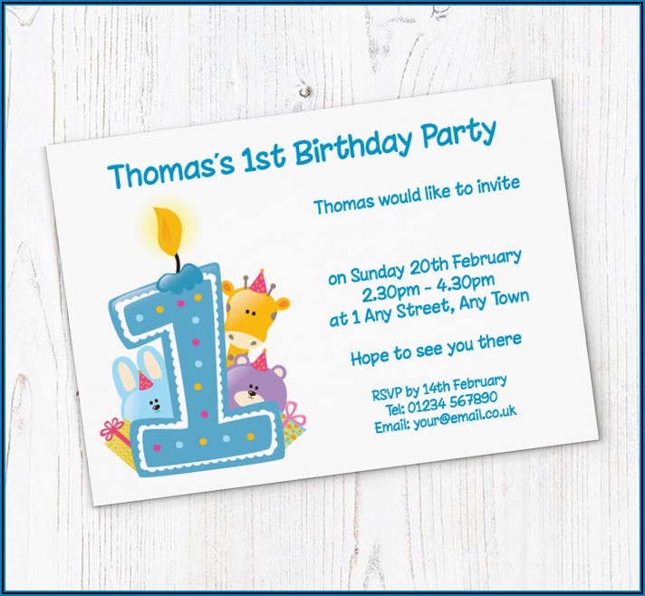 Blue 1st Birthday Invitations