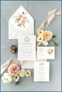 Blue And Peach Wedding Invitations