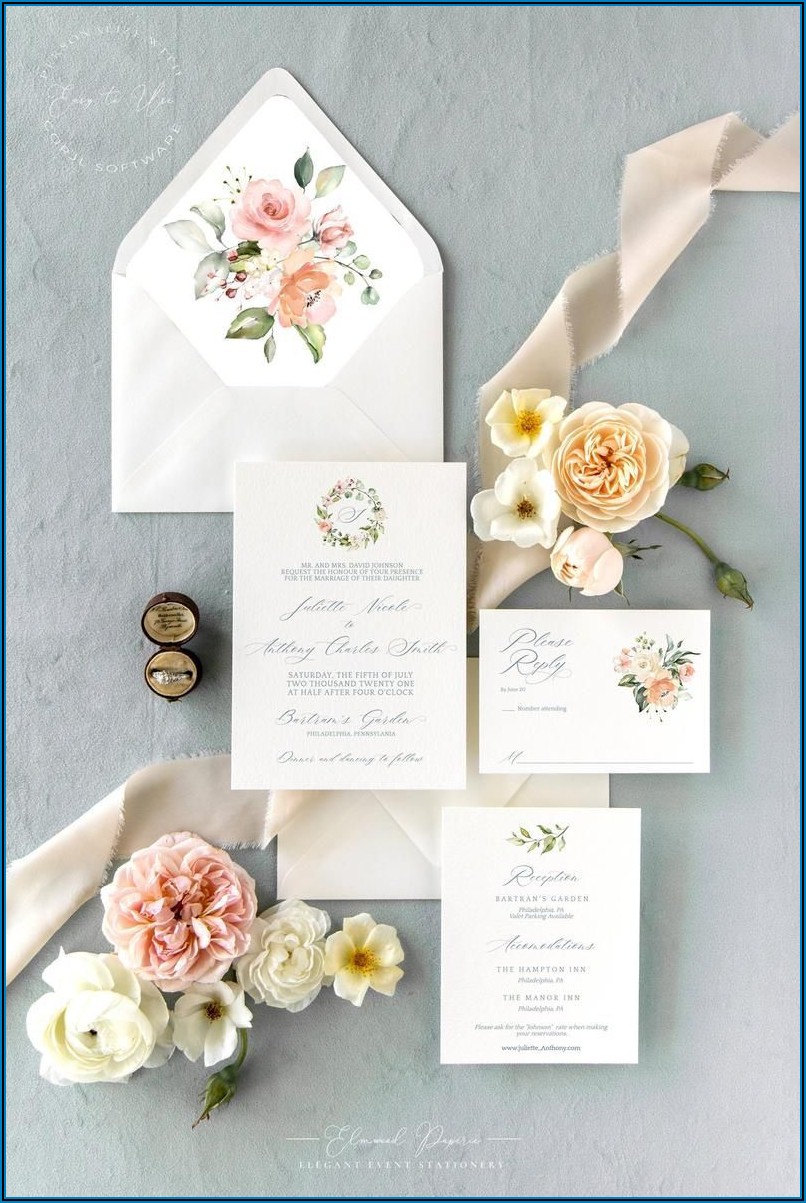 Blue And Peach Wedding Invitations