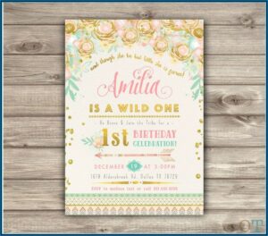 Boho 1st Birthday Invitations