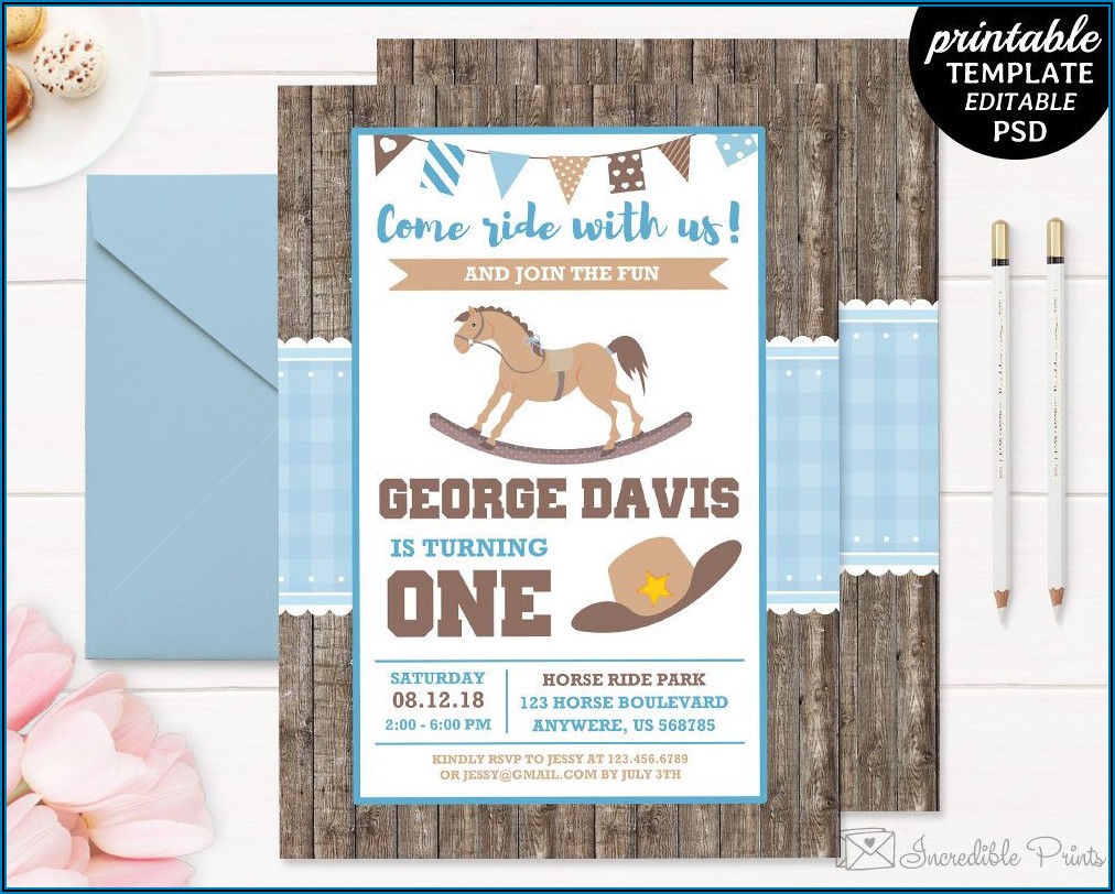 Boy First Birthday Party Invitation Template