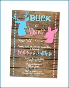 Buck Or Doe Gender Reveal Invitations