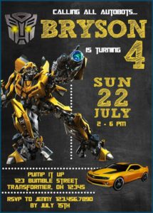 Bumblebee Transformer Invitation Template Free