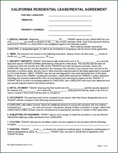 California Residential Lease Agreement Blank Form