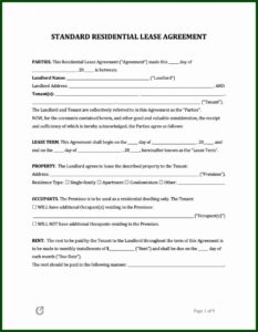 California Standard Residential Lease Agreement Template