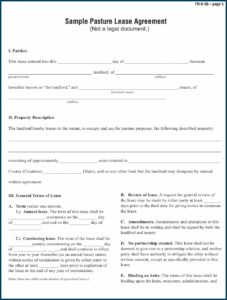 Cattle Grazing Lease Form