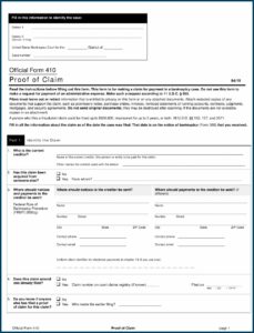 Chapter 11 Bankruptcy Proof Of Claim Form