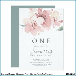 Cherry Blossom Birthday Invitations