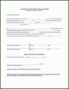 Child Travel Consent Form Template Pdf