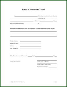 Child Travel Consent Form Template Uk Free