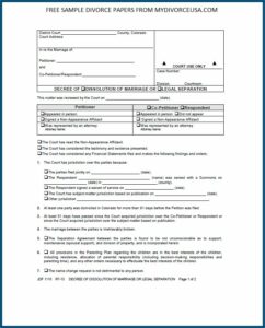 Colorado Divorce Forms Free