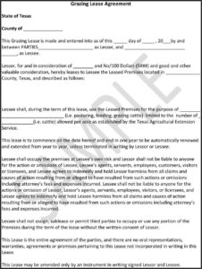 Colorado Grazing Lease Form