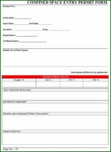 Confined Space Permit Format