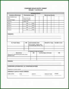 Confined Space Work Permit Format