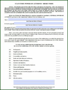 Connecticut Statutory Durable Power Of Attorney Form