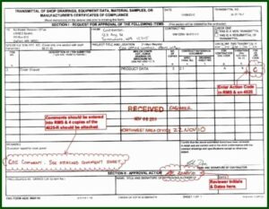 Construction Material Submittal Form Template