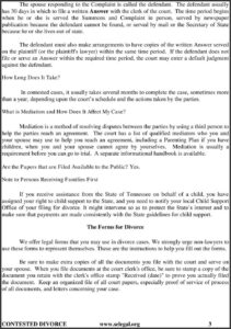 Contested Divorce Papers Tennessee