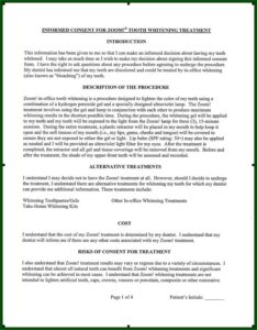 Cosmetic Teeth Whitening Consent Form
