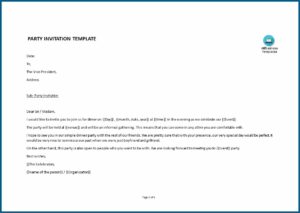 Dinner Invite Letter Sample