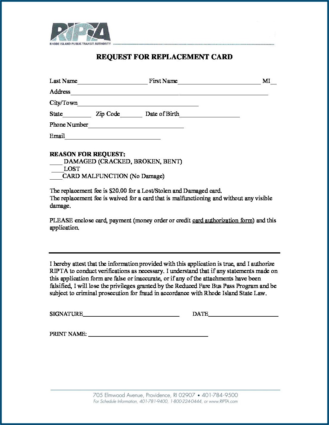 Disability Bus Pass Application Form
