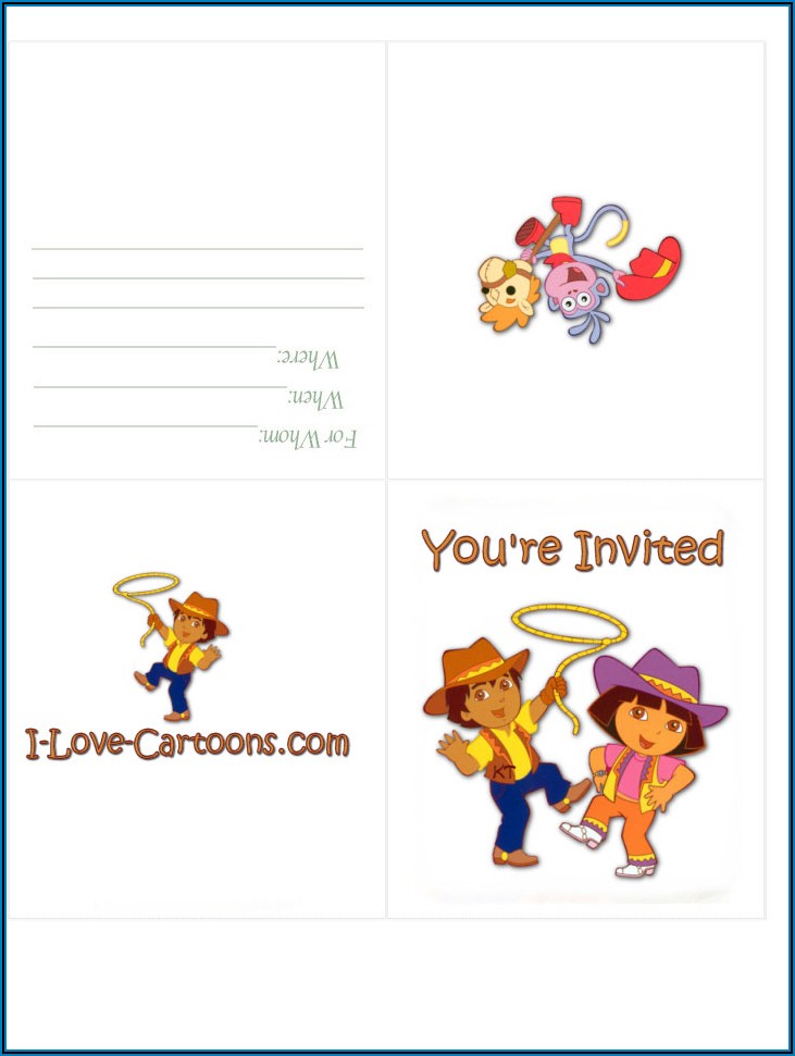Dora The Explorer Invitation Birthday Card