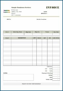 Downloadable Free Handyman Invoice Template