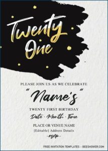 Editable 21st Birthday Invitations Templates Free