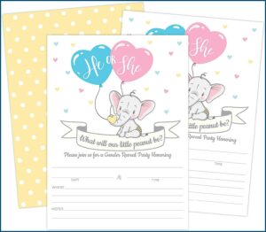 Elephant Gender Reveal Invitations Blank