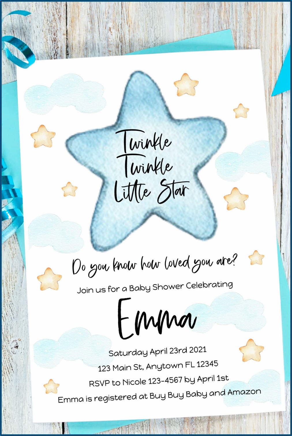Etsy Baby Shower Invitations Twinkle Twinkle Little Star