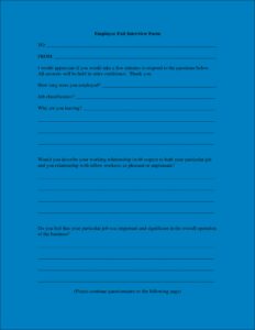 Example Of Exit Interview Form