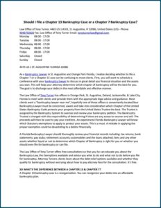 Filing For Bankruptcy Chapter 7 In Florida
