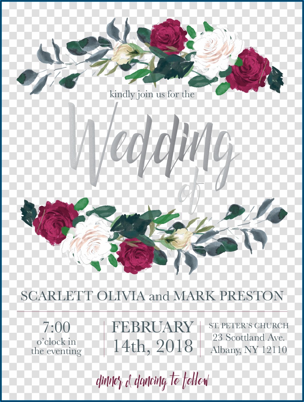 Floral Design For Wedding Invitation