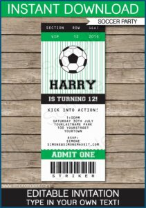 Football Ticket Birthday Invitation Template Free