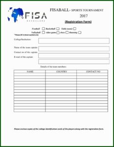 Football Tournament Registration Form Template Word