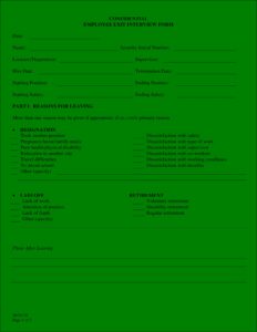 Format Of Exit Interview Form
