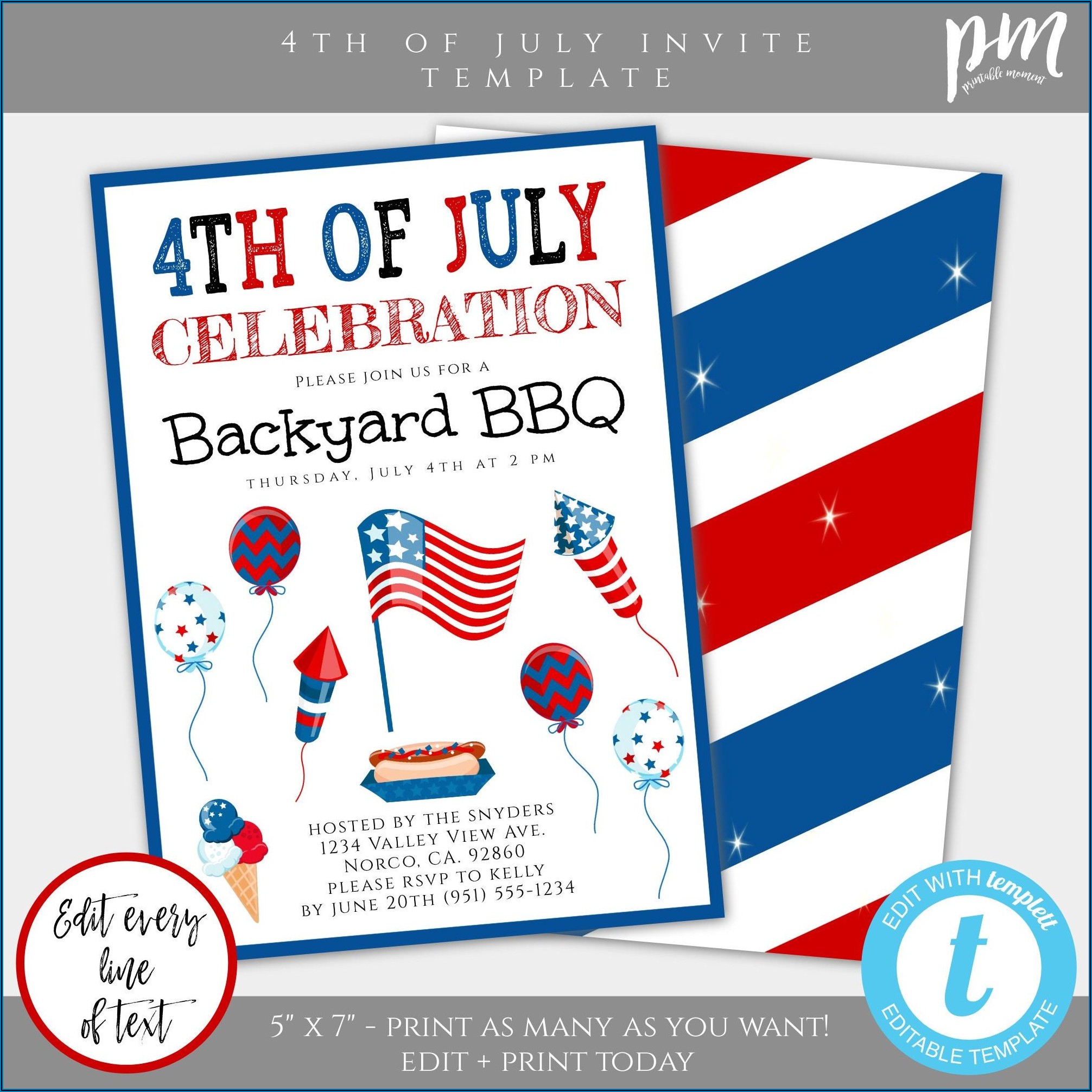 Fourth Of July Invitation Template