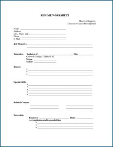 Free Blank Resume Form