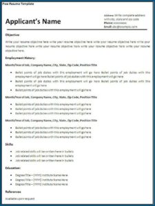 Free Blank Resume Format