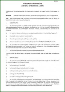 Free Business Purchase Agreement Template