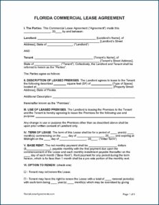 Free Commercial Lease Agreement Florida