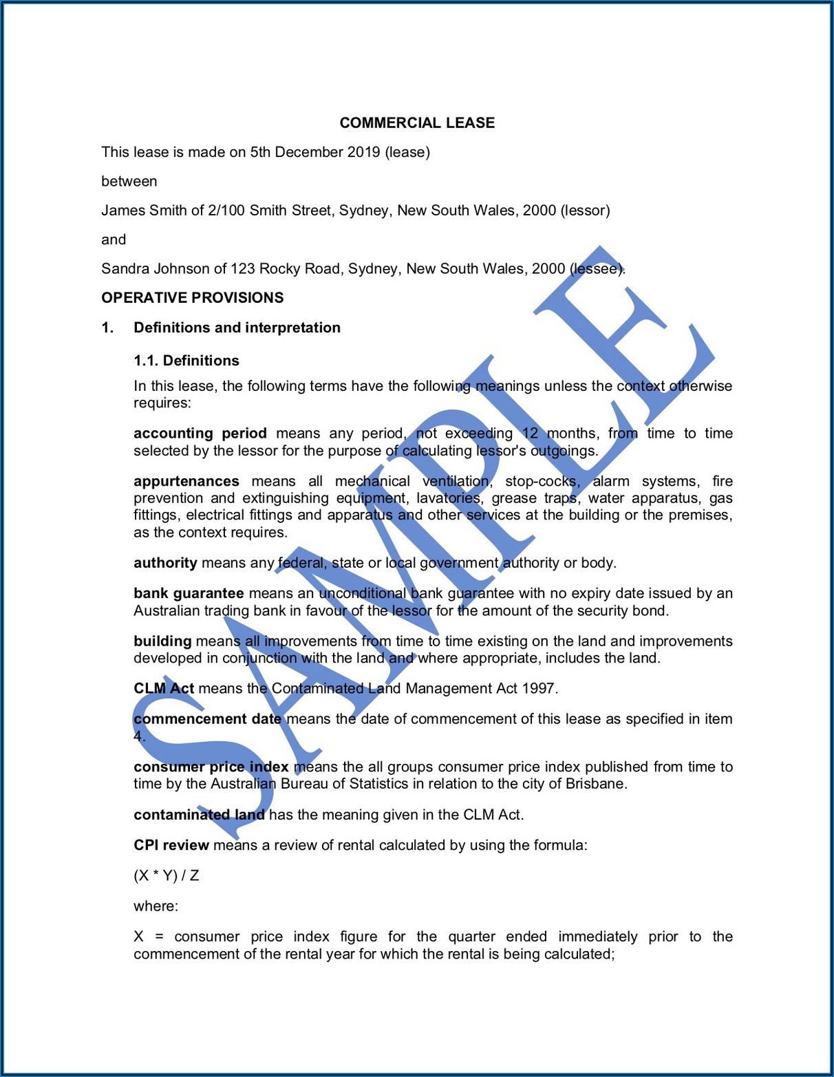 Free Commercial Lease Agreement Template Download Nsw