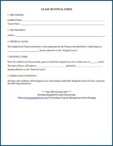Free Commercial Lease Renewal Form Pdf