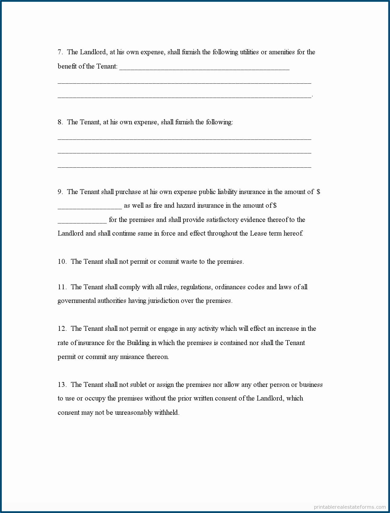 Free Commercial Real Estate Lease Agreement Form