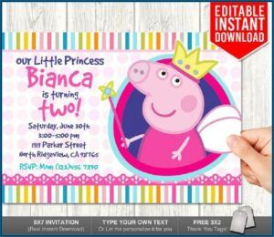 Free Customized Peppa Pig Birthday Invitations